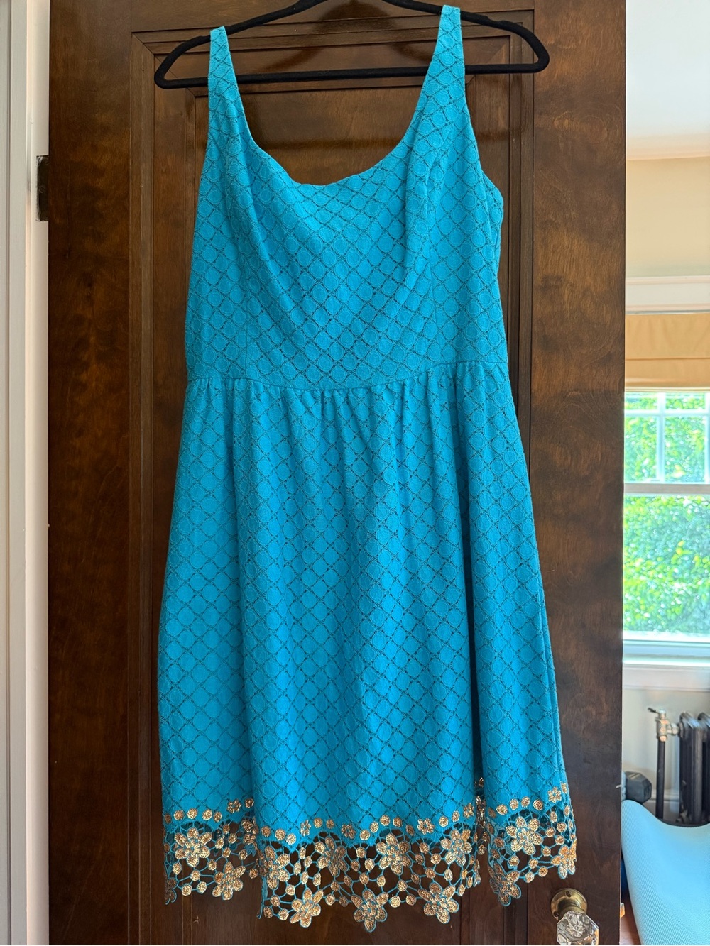 Lilly Pulitzer Turquoise Dress with Gold Trim